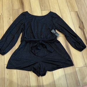 BCBG Elegant Black Long Sleeve Romper